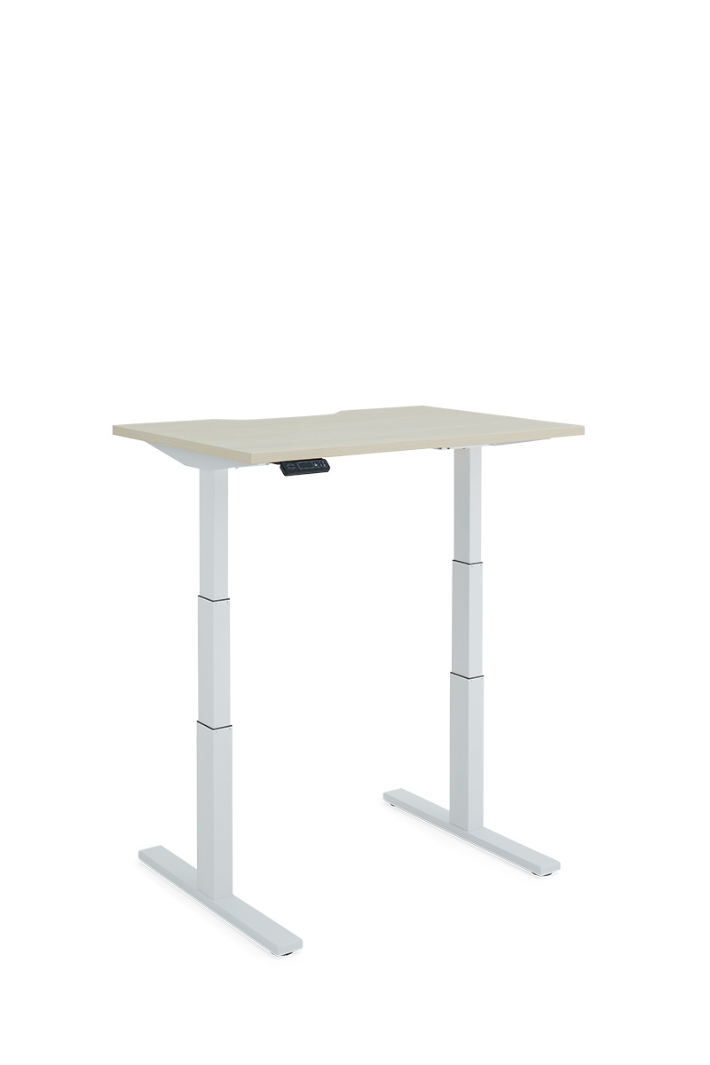 Height Adjustable Desk, Extended, T-Leg on white background