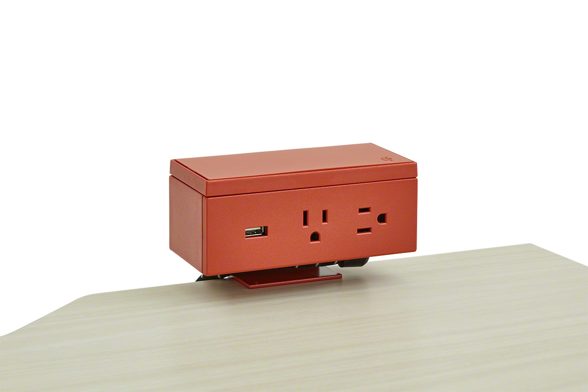 Bivi Height-adjustable Desk Accessory Clamp-on Power with Qi on white background