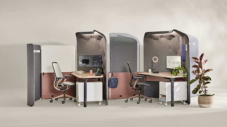 Steelcase Flex Personal Spaces with karman chairs and adjustable desks
